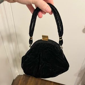 Vintage black velvet clutch